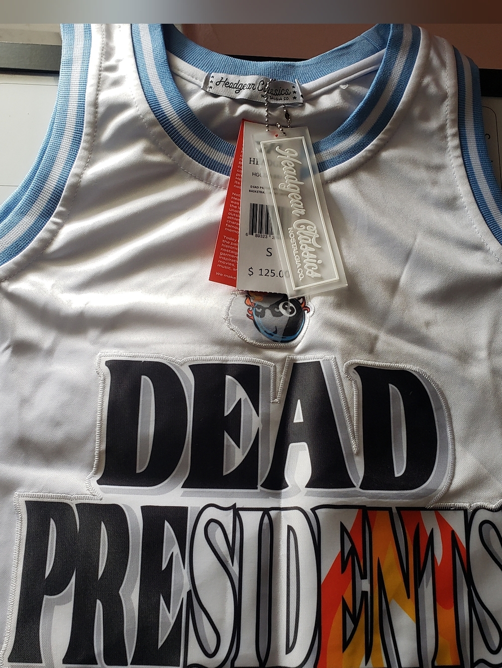 Mitchell & Ness White Light Blue Dead Presidents Jersey